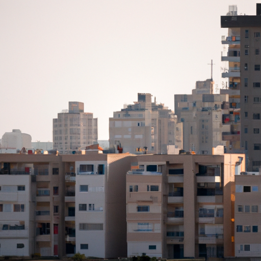 תמונת מצב של קו הרקיע של אשדוד המציג את מגוון בנייני הדירות.