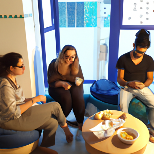 קבוצת צעירים נהנית מקפה בדירתם השכורה באשדוד