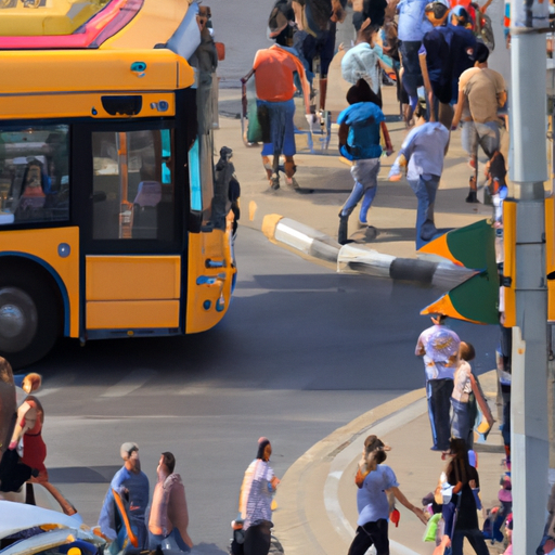 תחנת אוטובוס שוקקת באשדוד, המציגה את מערכת התחבורה הציבורית התוססת של העיר.