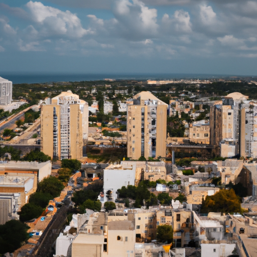 נוף פנורמי של נוף עירוני אשדוד, המציג את בנייני הדירות
